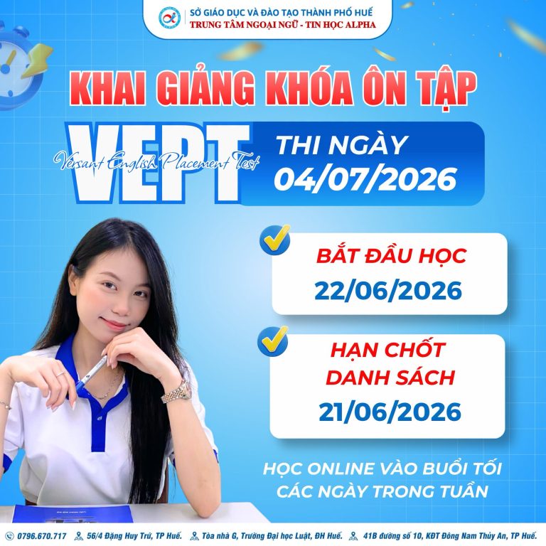 THÔNG BÁO KHAI GIẢNG KHÓA BỒI DƯỠNG KIẾN THỨC VEPT – KỲ THI 04/07/2026 (Cập nhật mới ngày 17/06/2026)
